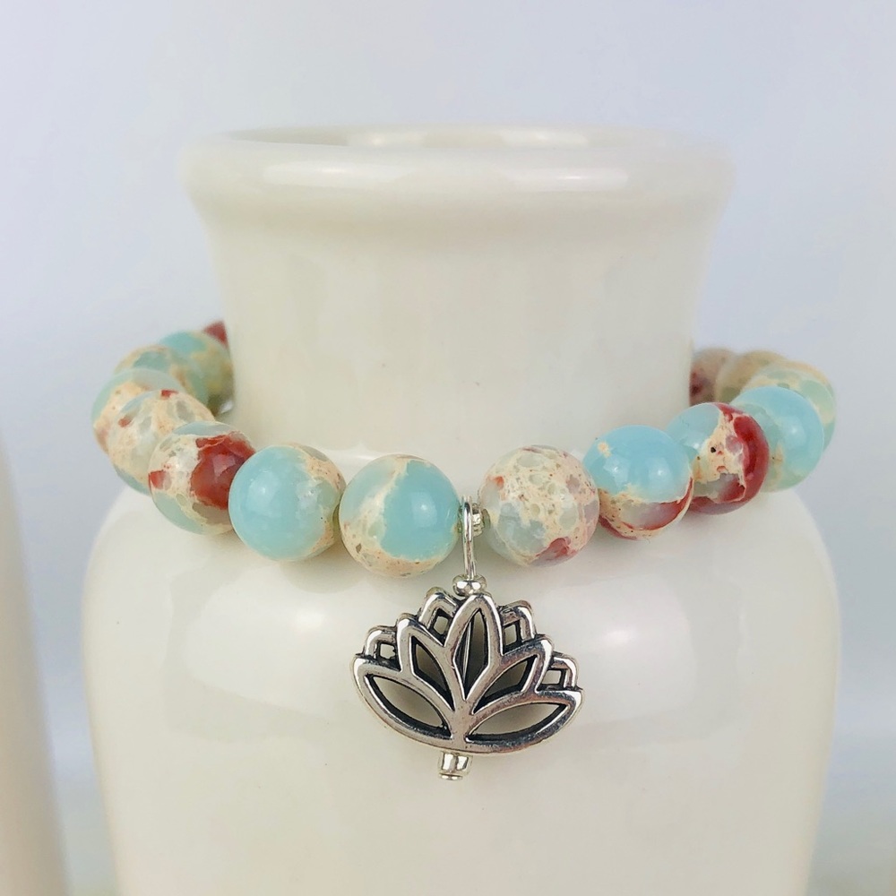 Lotus Sea Sediment Jasper Beaded Bracelet-985
